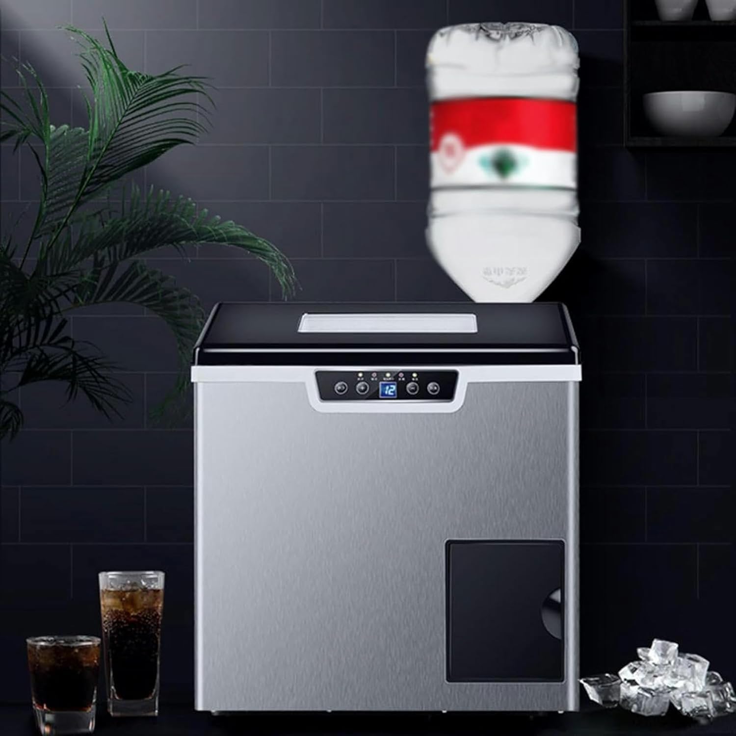 AMNOOL Machine to Make Ice On Countertop 40kg Ice Machine, Commercial Milk Tea Store, Large Ice Cubes, Completely Automatic Ice Manufacturing for The Small Home, M