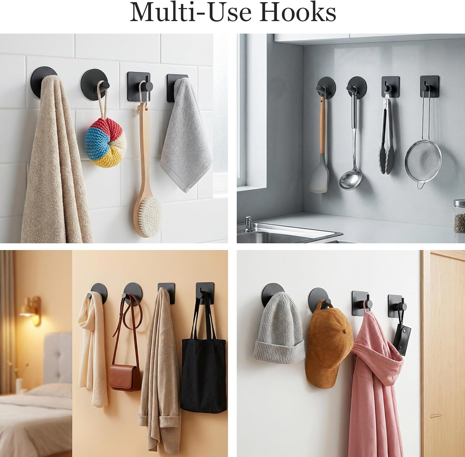 10-Pieces Matte Black Bathroom Accessories Set, 16 Inch Bath Towel Bar Set, SUS 304 Stainless Steel Hardware Set, Towel Racks, Hand Towel Holder, Black Shower Sets for Bathroom Decor Wall Mounted