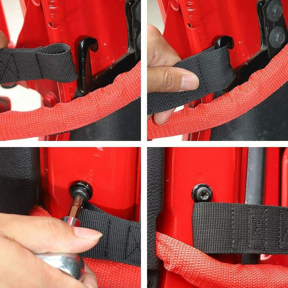 Cinghia di limitazione per portiera per Jeep Wrangler CJ YJ TJ JK JKU - Materiale in nylon resistente, aggiornamento robusto, previene l'apertura, confezione da 2 pannelli interni