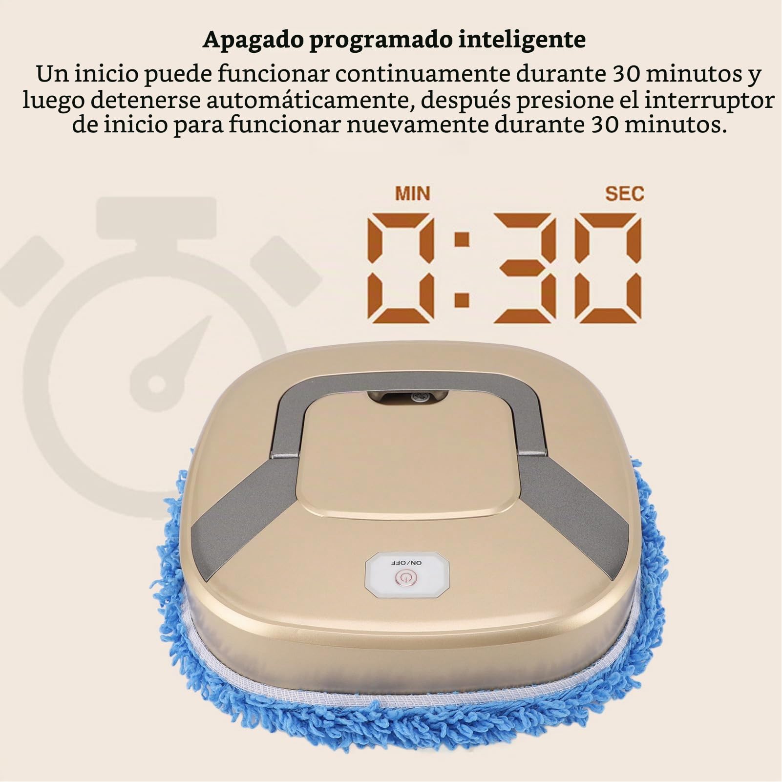 Combo de Robot Aspirador y Trapeador, Modo de Limpieza Manual de Imitación, Temporizador, Limpieza en Seco y Húmedo, Batería de 2400 MAh, Robot Aspirador para Pelo de Mascotas