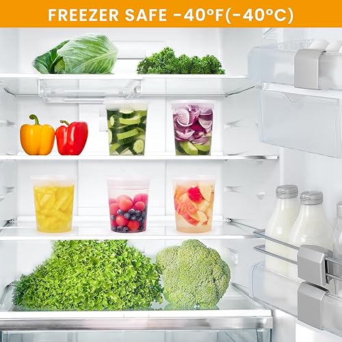 Miniatura 7 de Kitch'nMore Recipientes de plástico de 32 onzas con tapas herméticas, extragruesos, slime, sopa, a prueba de fugas, apilables, aptos