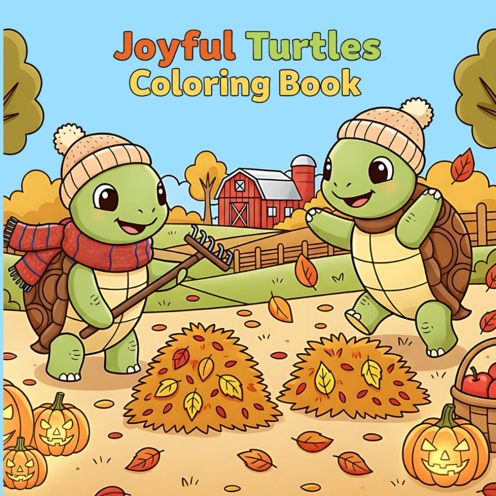 Joyful Turtles Coloring Book: Bold And Simple 50+ Turtles Animal Illustrations | Turtle Variations - Eating Cookie, As Doctor, Riding Cycle & More! (Bold Adventure Animals Coloring Series)