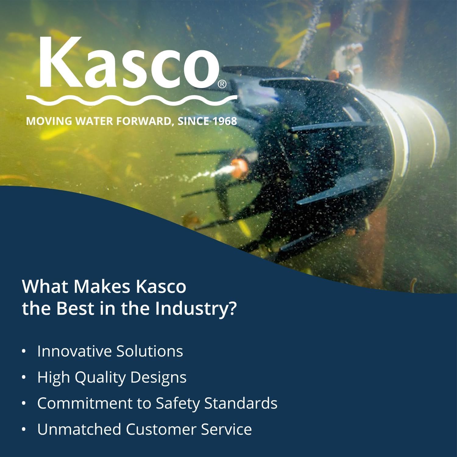Kasco AquatiClear Water Circulator Pump w/Universal Mount, 3/4 HP 120V with 50 ft. Electric Power Cord, Clog-Resistant Water Circulation Pump to Keep Dock, Marina & Shoreline Free of Debris