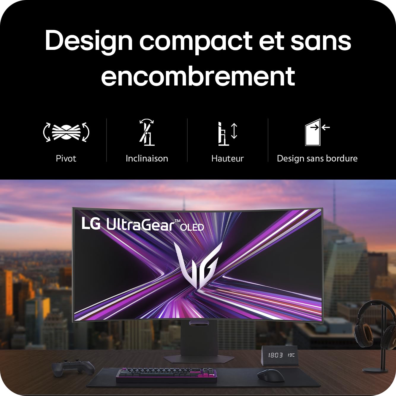 LG Ultragear | Écran Gaming OLED 45" 5K2K | Dual Mode 165Hz330Hz 0,03ms