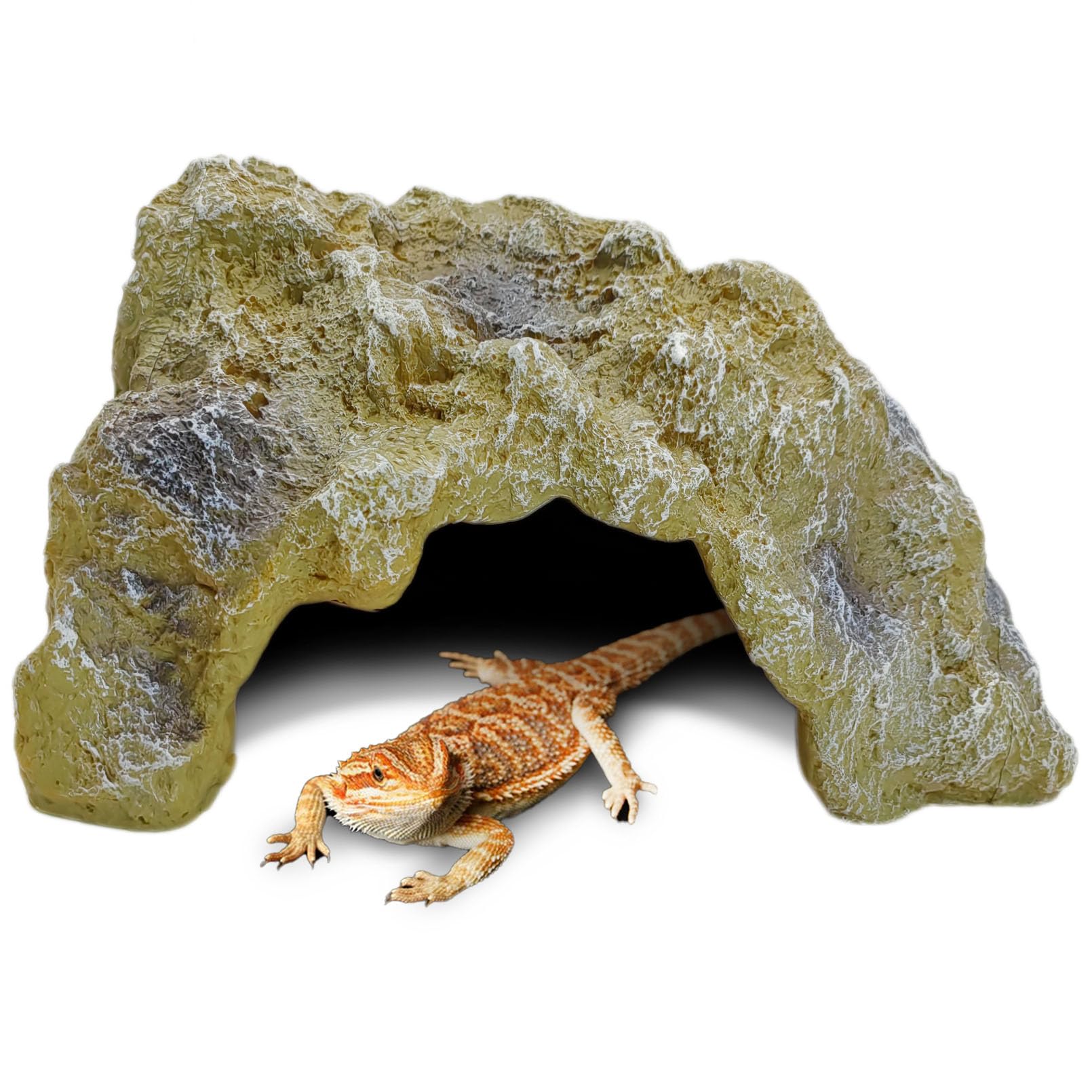 Hamiledyi Escondite de reptil grande de imitación de roca para reptiles, escondites de cueva de reptiles, terrario, decoración de hábitat, escondite de dragón barbudo para serpientes, gecos, lagartos,