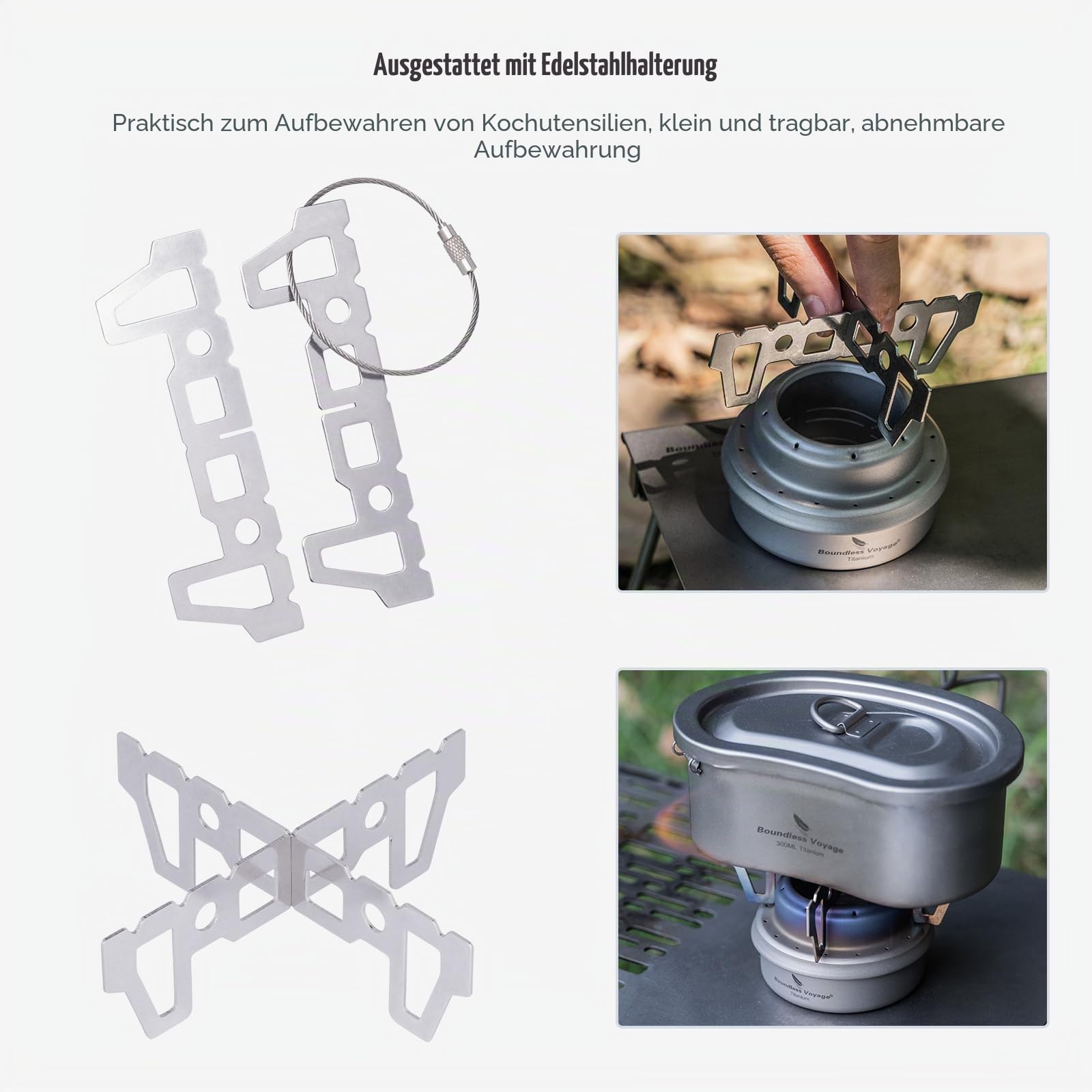 iBasingo Titan Alkoholkocher Spirit Herd mit Halterung Camping Spirituskocher Tragbarer Brenner Outdoor Mini Heizung Flüssigalkohol Herd Picknick Ofen Backpacking Wandern Stove mit Sack Ti2001C