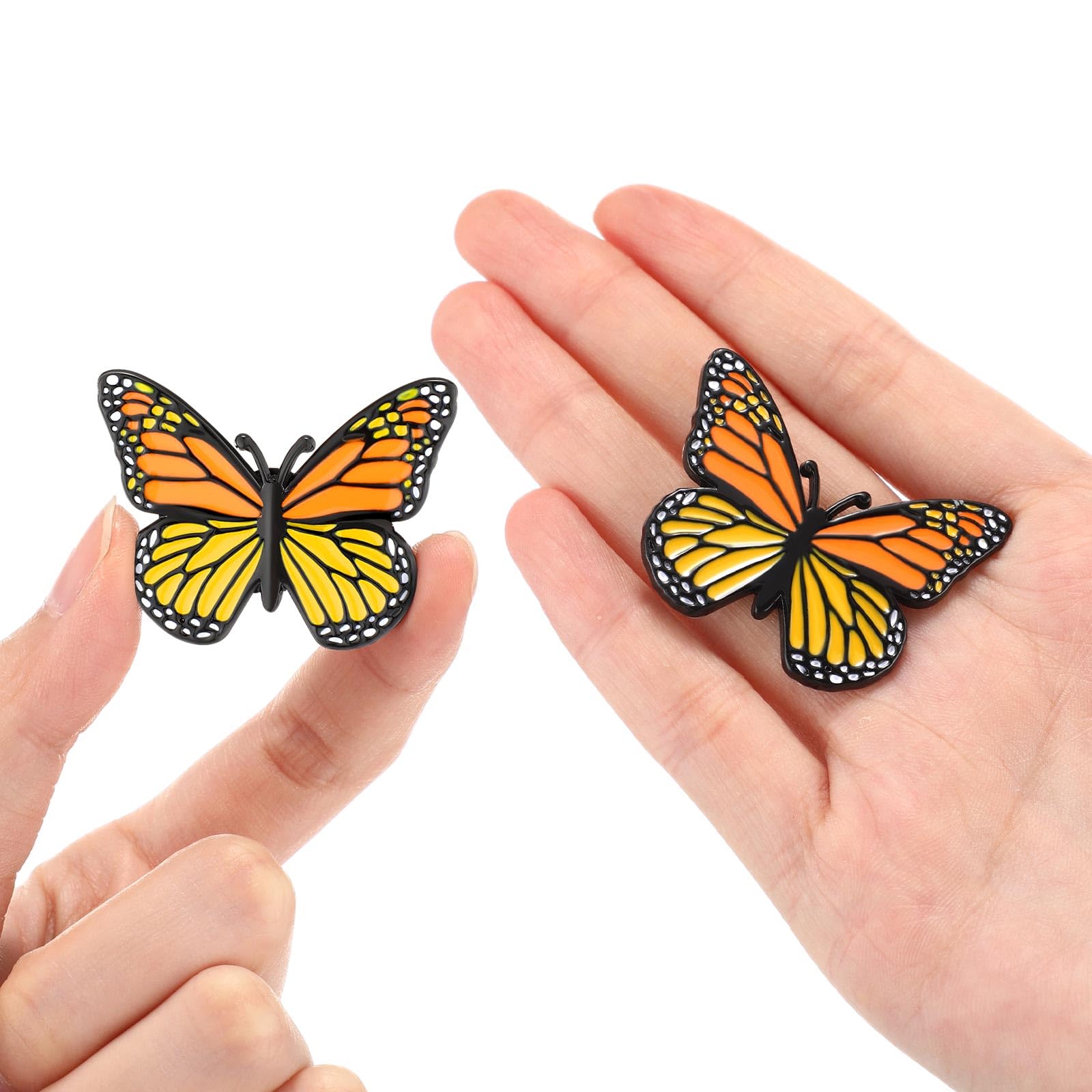 50 pines esmaltados de mariposa monarca a granel, insignia de solapa