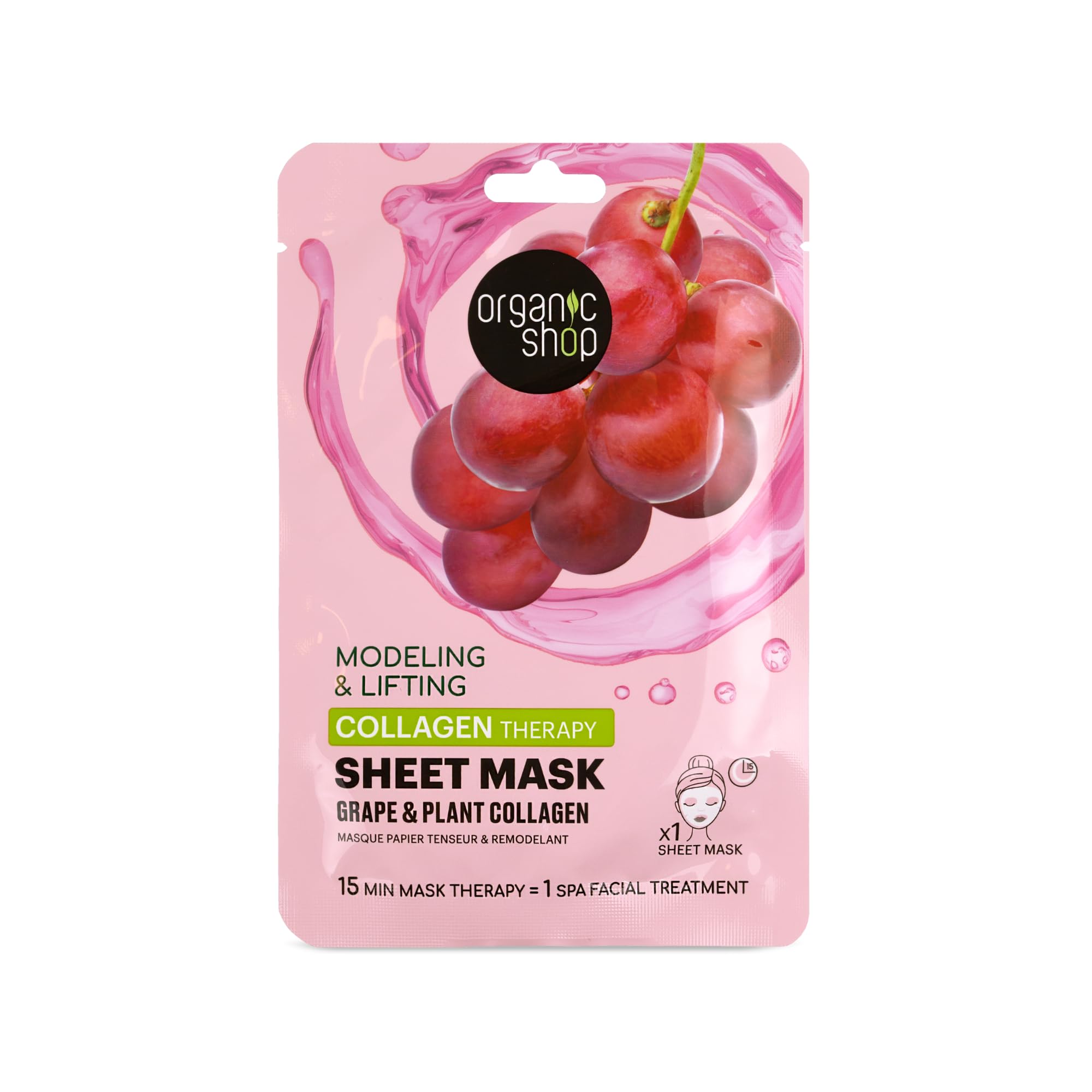 Organic Shop Firming & Lifting Sheet Mask with Grape & Vegetable Collagen 1pc