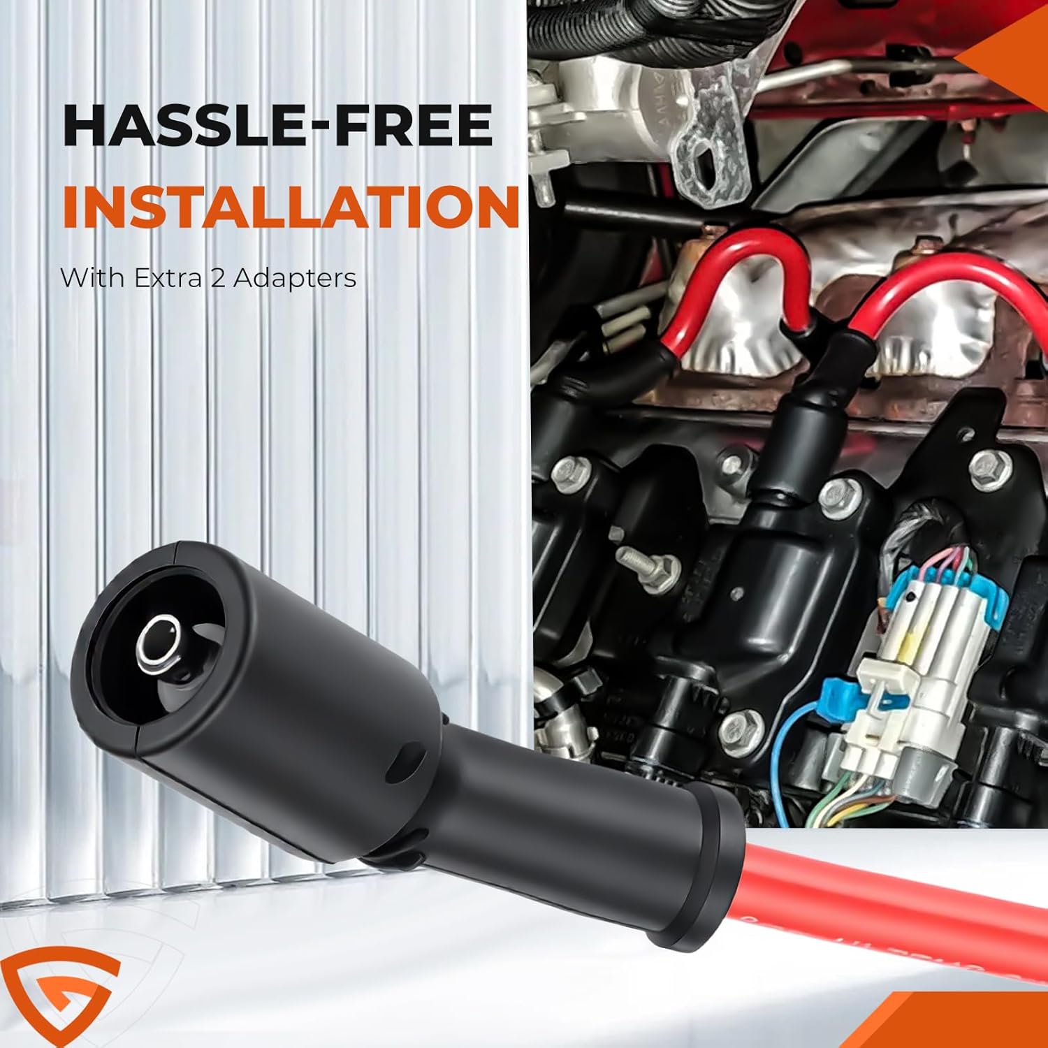 8Pcs D585 UF262 Ignition Coils Pack Round Type + 8Pcs 8mm Spark Plug Wire Set, Compatible with Chevrolet, Fit For GMC, Fit For Cadillac 1999-2007 4.8L 5.3L 6.0L, Replaces# 748UU 12622553 12656210