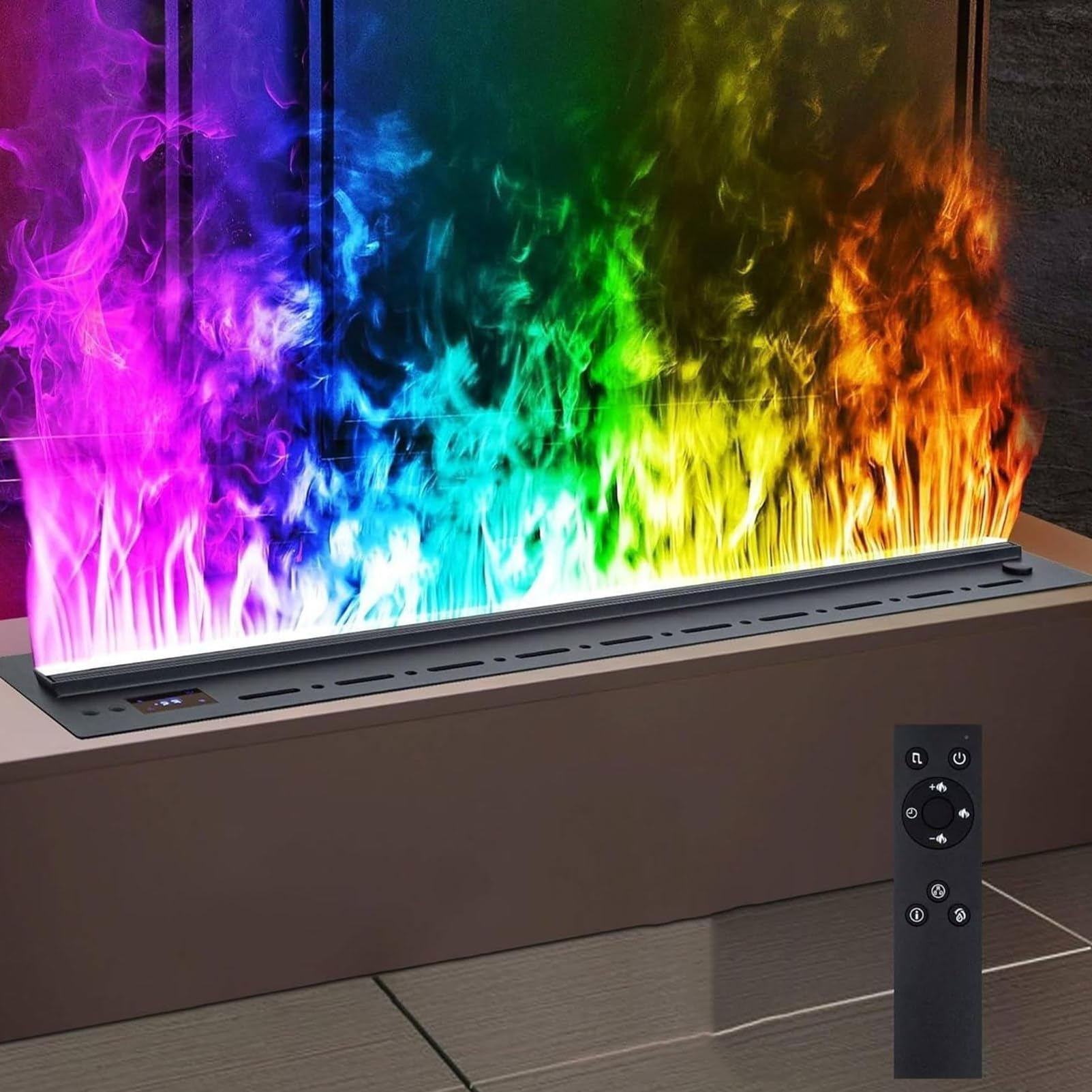 Kominek na parę wodną 3D, atomizowany nawilżacz z 7 regulowanymi kolorami płomienia, pilot zdalnego sterowania, kominek elektryczny do domu, biura, hotelu, restauracji, 140 cm