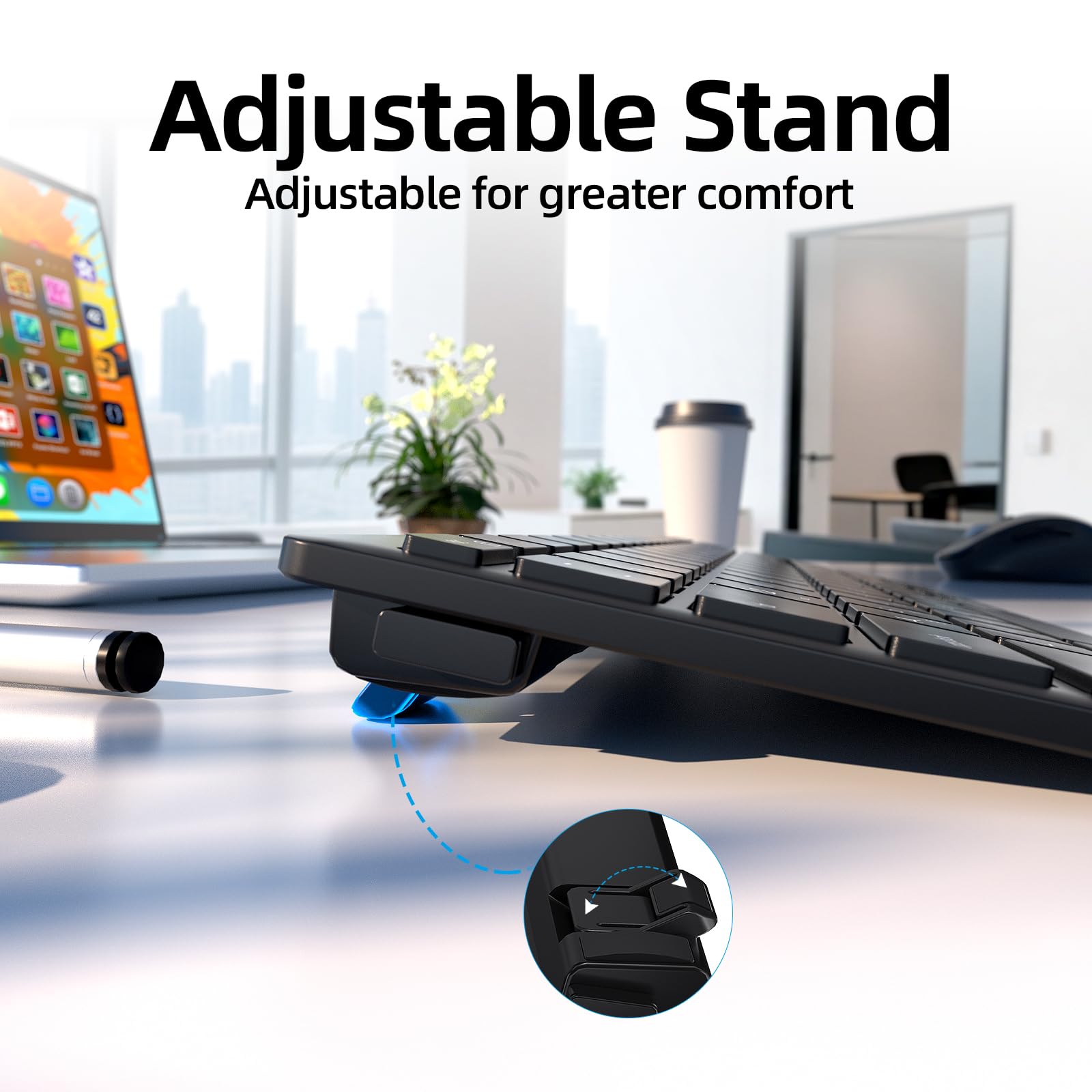 INFINMIND Tastiera Bluetooth wireless ultra sottile con compatibilità multi-dispositivo, tastierino numerico, design ergonomico, tastiera compatta per computer Windows, Mac, laptop, Android