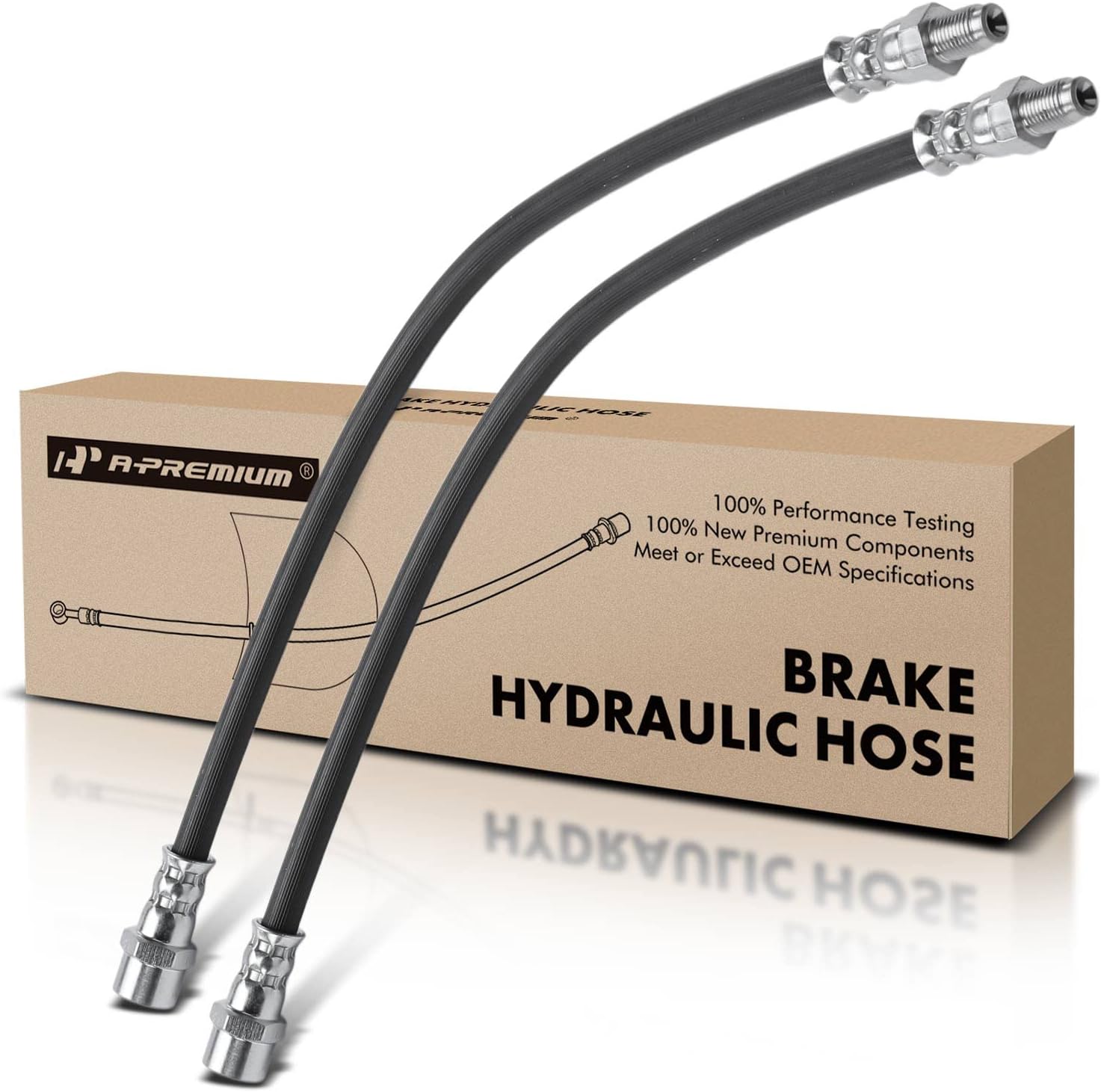 A-Premium Front Side Brake Hydraulic Hose Compatible with Select Mercedes-Benz Models - SL320, SL500, SL600, E300, E320, E420, E500, 560SL, 600SL, 500SL, 560SEC - Replace# 1294280035 (Pack of 2)