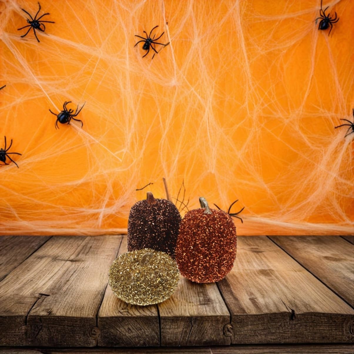 Gadpiparty 3pcs Halloween Pumpkin Decor: Tinsel Artificial Pumpkins for Halloween Thanksgiving - Creative Shiny Ornaments for Fall Festive Holiday Displays