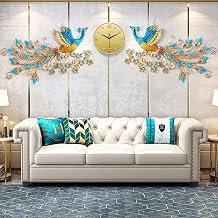Large Peacock Wall Clock, Home Decoration European Peacock Wall Clock Crystal Living Room Clock Creative Art Decoration Wall Clock