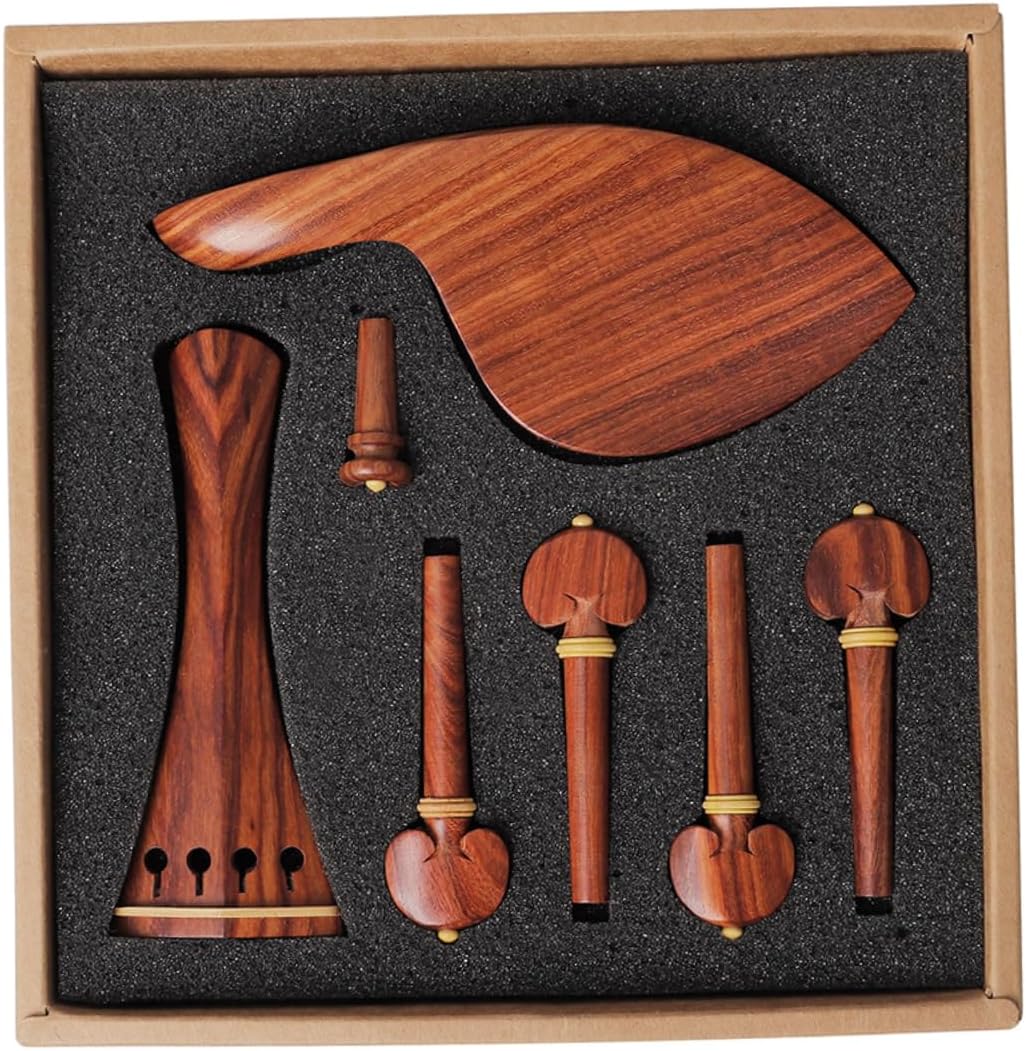 Yardwe 4/4 Violin Accessories Set with Jujube Wood Tailpiece Chinrest Endpin and Pegs Comfortable Chin Rest for Beginner Violin Players