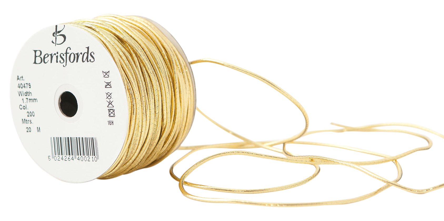 Berisfords1.7MM Round Metallic Elastic, Polyester, Gold, 6 x 6 x 4.4 cm