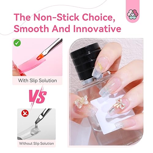 Miniatura 7 de Saviland Solución antideslizante de 6.1 fl oz para uñas de gel de poli Kit de solución de gel antiadherente para principiantes con doble cabeza para