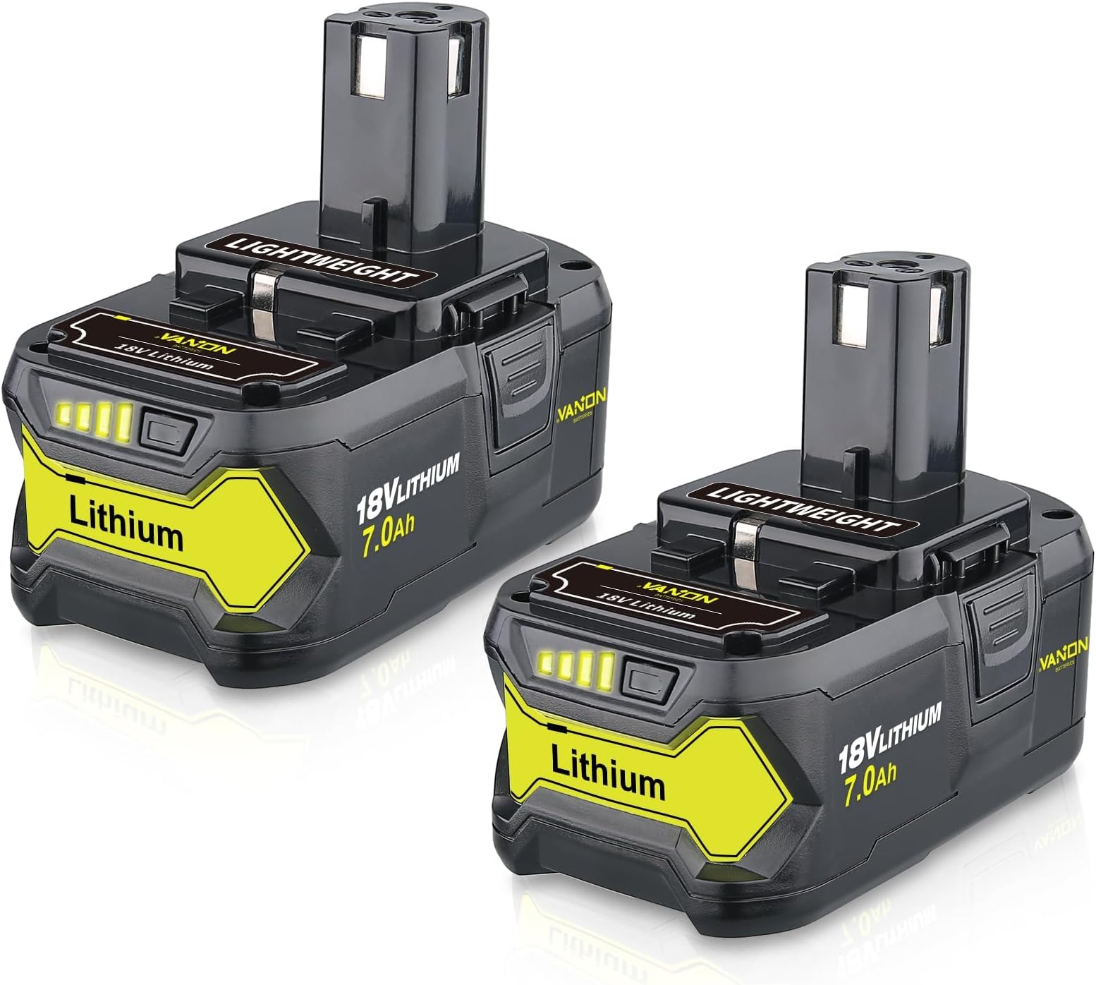 7.0Ah P108 18v Replacement for ryobi 18v Battery 2 Pack Lithium Ion High Capacity Batteries Compatible with P108 P102 P103 P104 P105 P106 P107 P109 P122 BPL18151 BPL1820 Cordless Tool