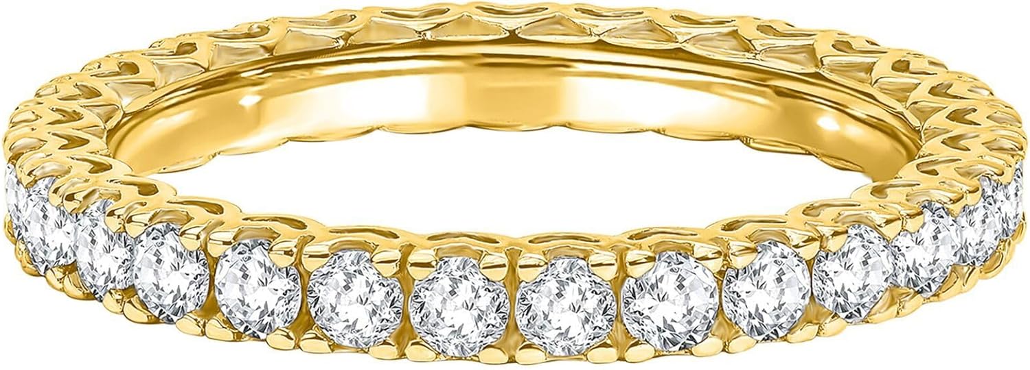 Moissanite Eternity Ring For Women 1.00 Cttw 18K/14k White/Yellow Gold Over Silver (D Color VVS Clarity) Comes With Gift Box - Image 2
