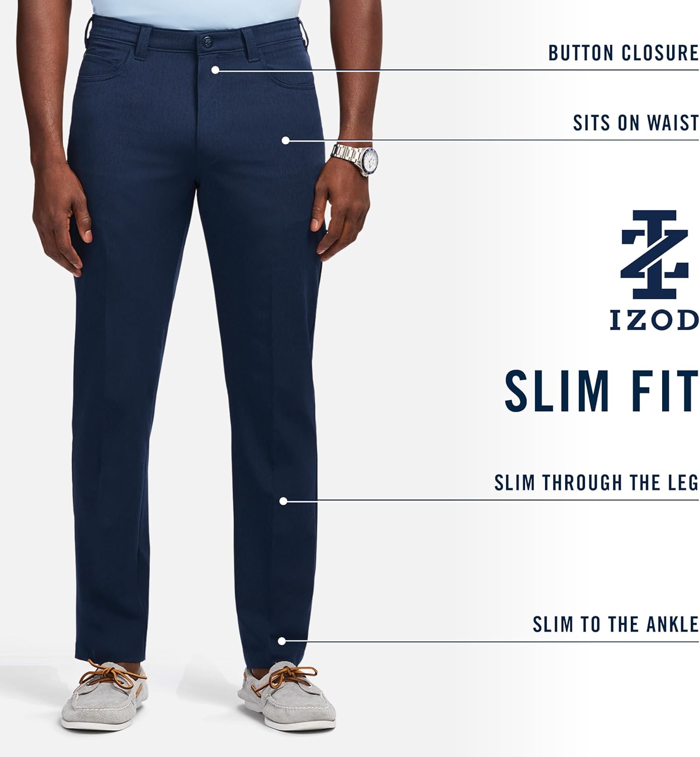 Izod Mens Traveler Non-Iron Flat Front Chino Pant - Image 4