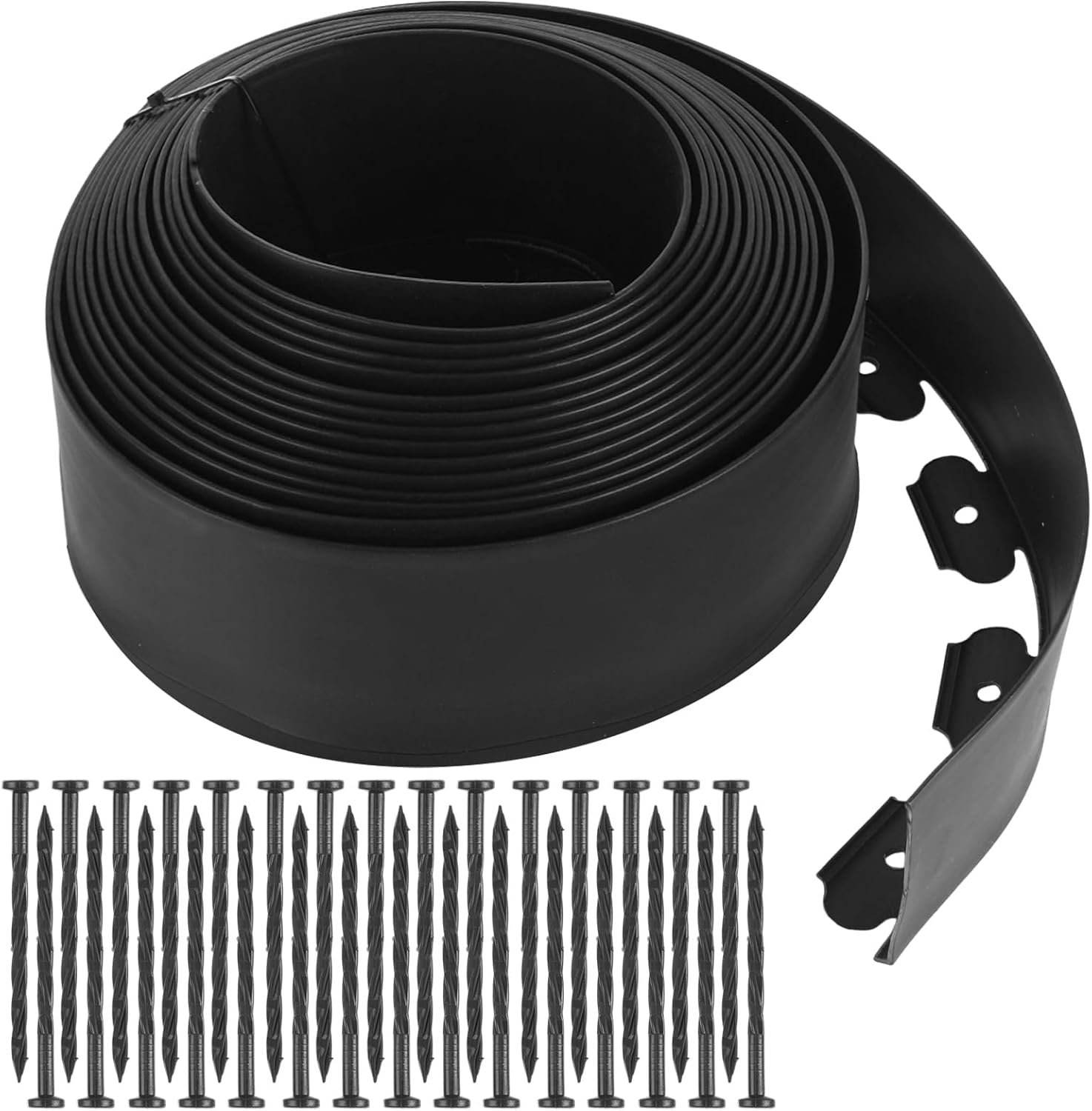 YAYODS 33 ft Landscape Edging 4 Inch Tall Garden Edging Border with 30 Spikes, No Dig Landscape Edging for Landscaping, Lawn, Flower Beds, Grass and Yard (Black)