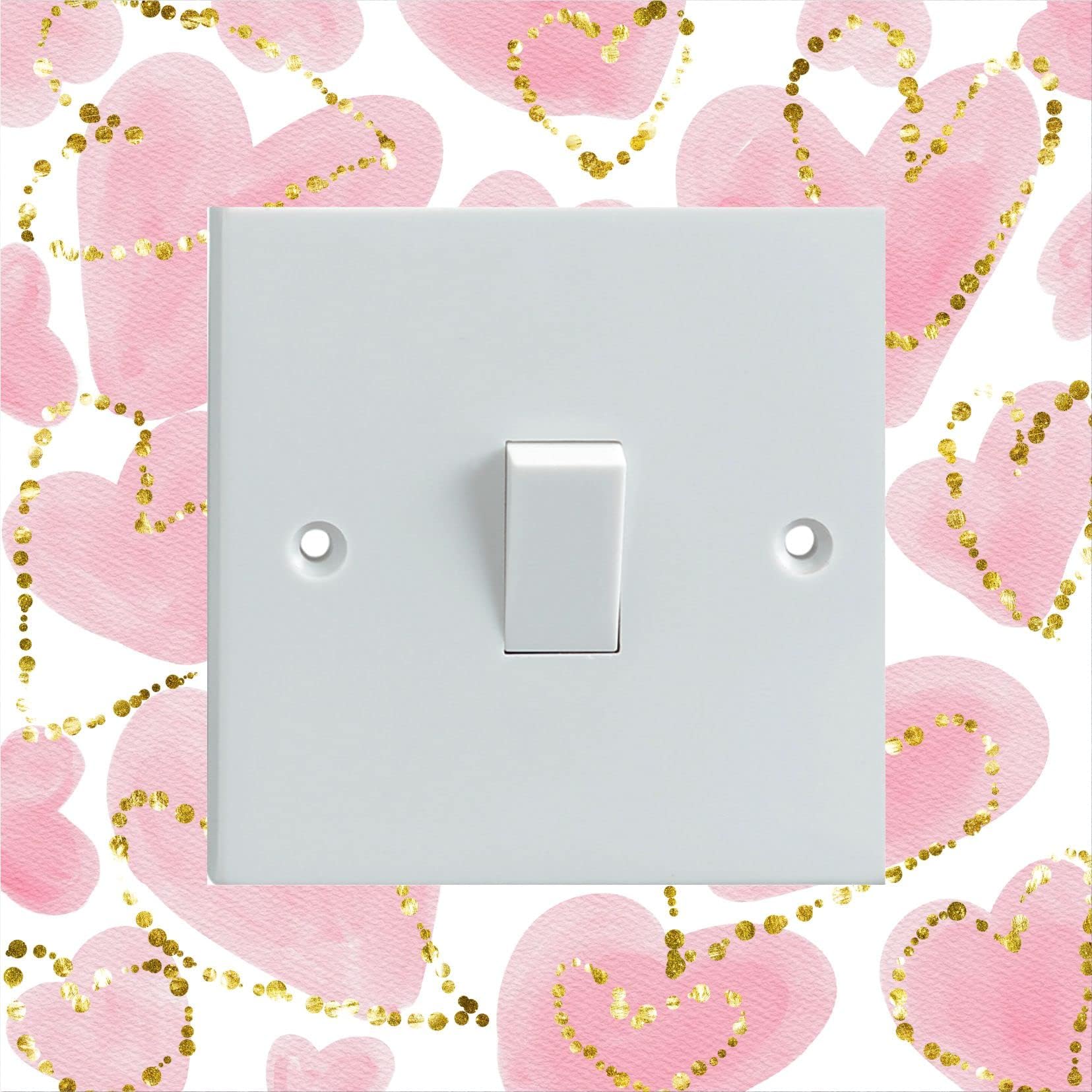Pink Watercolour Hearts Pattern Electrical Light Switch Surround Printed Vinyl Sticker Decal
