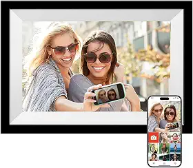 Porta Retrato Digital, Portaretrato Digital WiFi com Tela IPS HD Táctil de 10,1 Polegadas, Rotação Automática Inteligente, Compartilhamento de Imagens e Vídeos via Aplicativo, 16GB