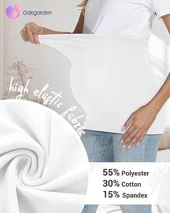Oakgarden 4 pack Maternity Belly Bands Pregnancy Postpartum Shirts Pants Extender Support Stretch Belt for Pregnant Women(White,Black,White,Black,Large)