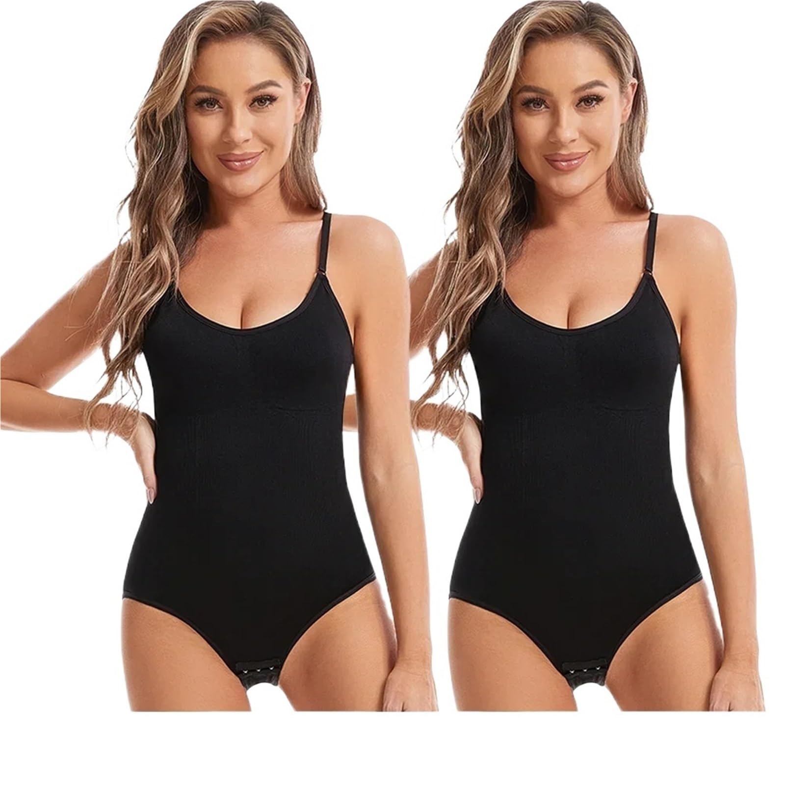 Shapewear Donna Intimo Modellante Dimagrante da Donna Senza Cuciture, Modellante for Tutto Il Corpo, Body Liscio(Black-2PCS,One Size_XXL)