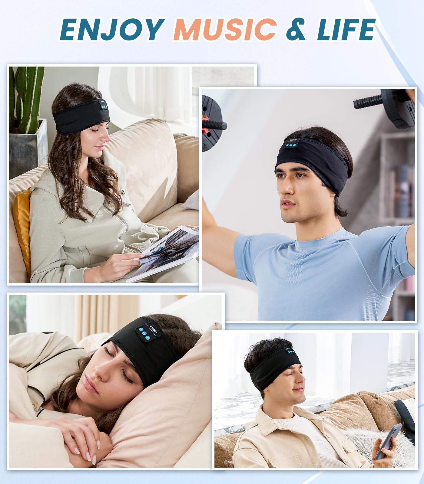 Voerou Sleep Headphones sportowe słuchawki z ultracienkimi głośnikami stereo HD do spania, treningu, joggingu, jogi, bezsenności, podróży