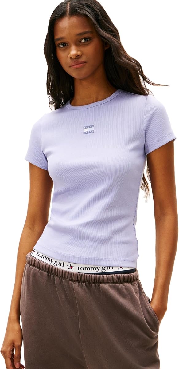 Tommy Jeans Women's Graphic Tee with Embroidered Flag Detail