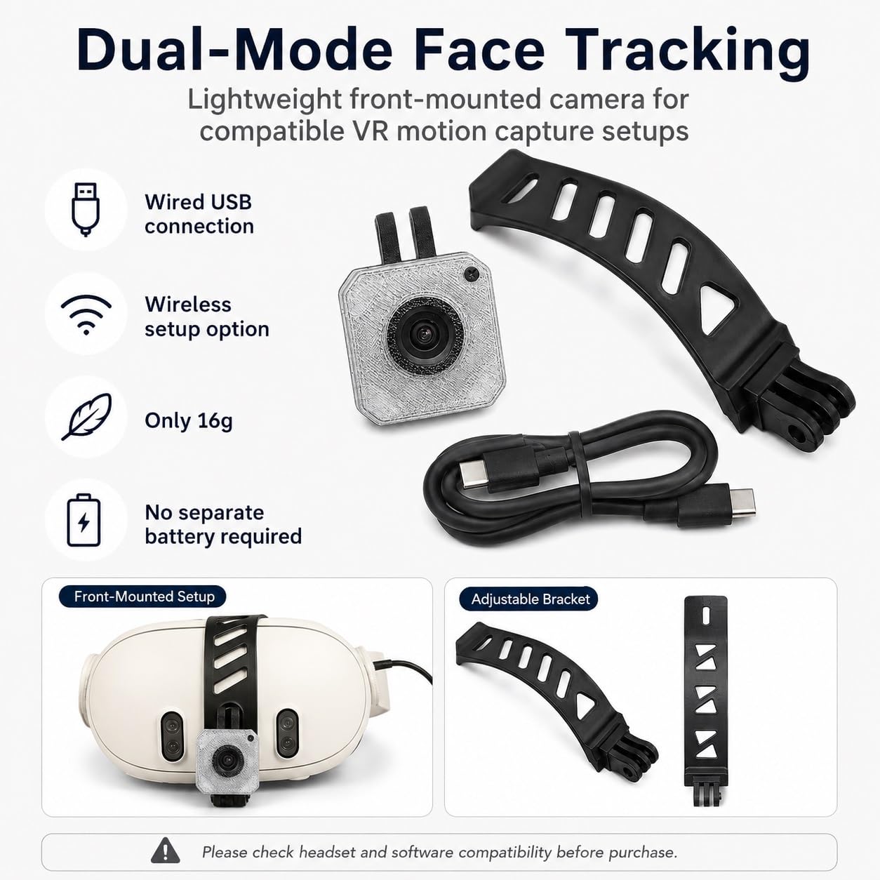 VR Face Tracker, cámara de captura facial con cable inalámbrica