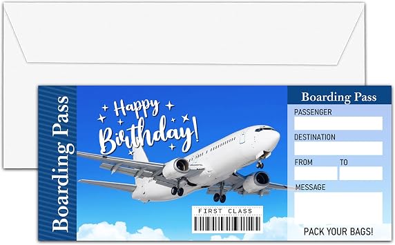 OICPYD Birthday Boarding Pass Gift Ticket, Surprise Trip Reveal Ideas, Birthday Christmas Anniversary Valentines Gifts, Fake Plane Tickets, 1 PC A02