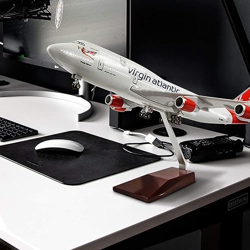 Miniatura 2 de 24-Hours 18" modelo a escala 1130 Jet British Airways Virgin B747 Kits de aviones modelo pantalla avión fundido a presión con luz LED (toque o