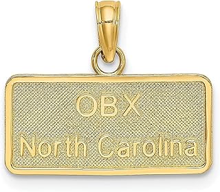 Colar com pingente de placa de carro Obx Carolina do Norte em ouro amarelo 14 k com pingente para transporte de viagem joias finas para mulheres presentes para ela, Pedra Ouro amarelo