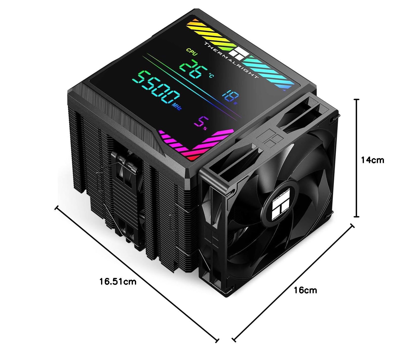 Thermalright TR Peerless Assassin 140 Digital Black Refroidisseur de processeur à air avec 6 caloducs, couvercle d'affichage magnétique, double tours et ventilateurs, pour AM4/AM5 et Intel lga1700