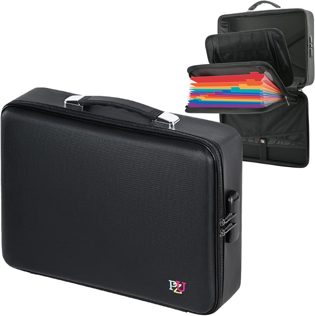 Fireproof Document Box - Hard-Shell Design Waterproof & Fireproof Document Safe with Lock, Fire Proof File Box for Documents, Certificates, Laptops, Passports, Black