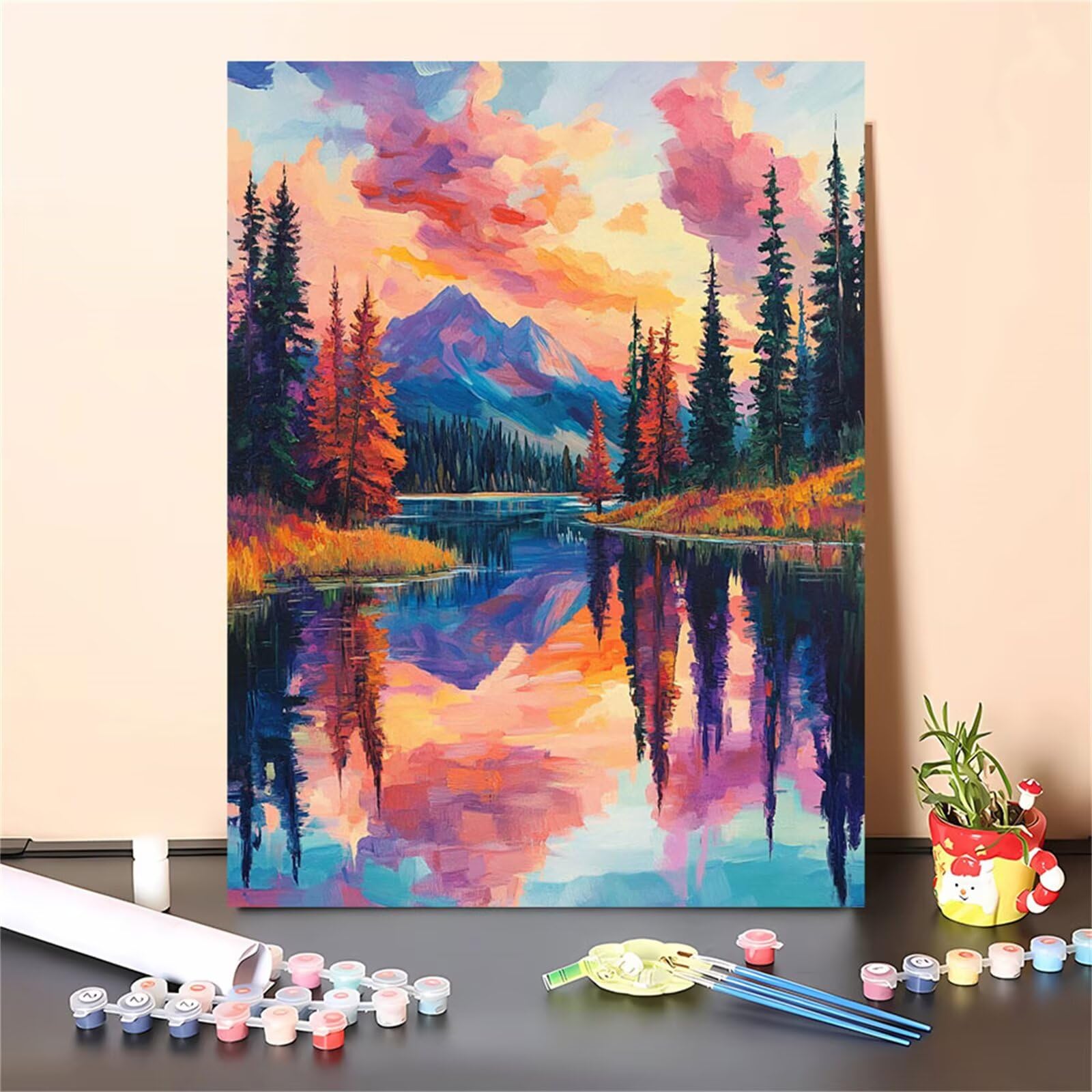 Malen Nach Zahlen Landschaft,ländlich Malen Nach Zahlen Kinder Anfänger,Malen-Nach-Zahlen ab 7 Jahre Mädchen Geschenke,DIY Ölgemälde Set Pinseln Acrylpigment Leinwan,Wanddeko Wohnzimme 80x100cm M-223