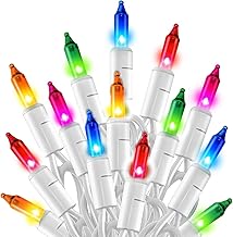 TW SHINE Christmas String Lights, 20FT 100 Count Incandescent White Wire Christmas Mini Lights, Waterproof Xmas String Lights for Outdoor Indoor Home Party Yard Decorations, Multi-Colored