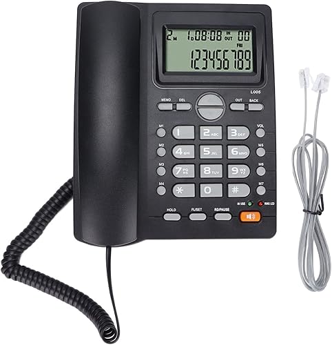 Miniatura 6 de Teléfono fijo con cable con pantalla LCD, identificación de llamadas, función de silencio, redireccionamiento de escritorio, teléfonos con cable