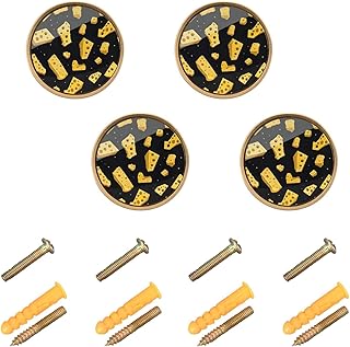 4Pcs Cheese Kitchen Cabinet Knobs,Round Drawer Knobs with Screws,Door Handle Cabinet Handles Cabinet Hardware for Dresser Drawer Cupboard,A111349