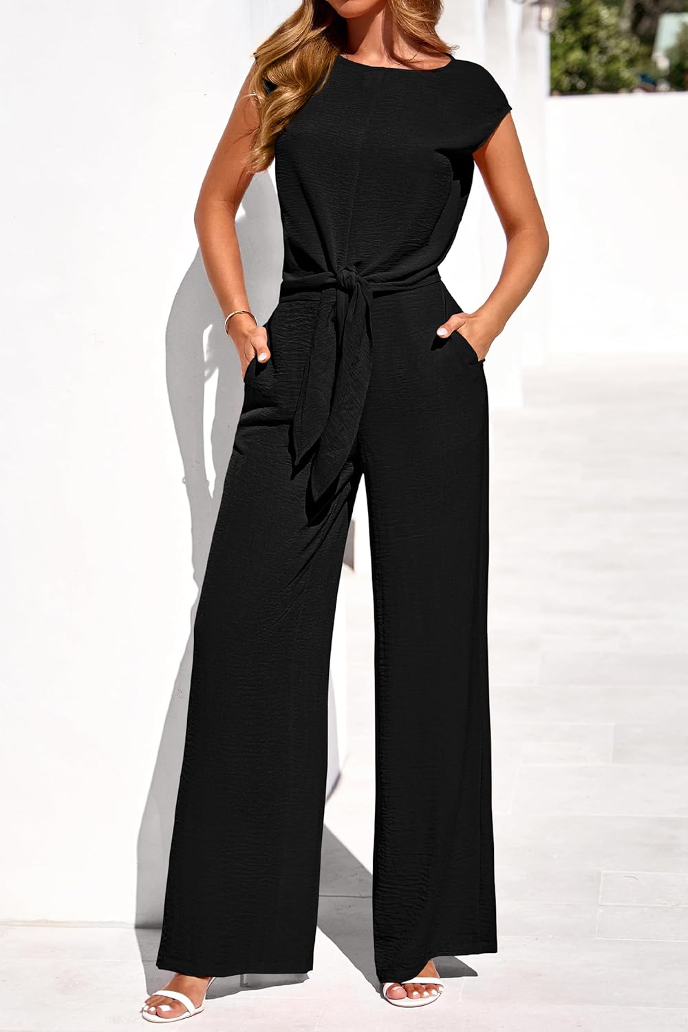 PRETTYGARDEN Women 2 Piece Lounge Sets 2026 Casual Summer Outfits Cap Sleeve Strappy Crop Tops Wide Leg Pant Tracksuit - Image 3