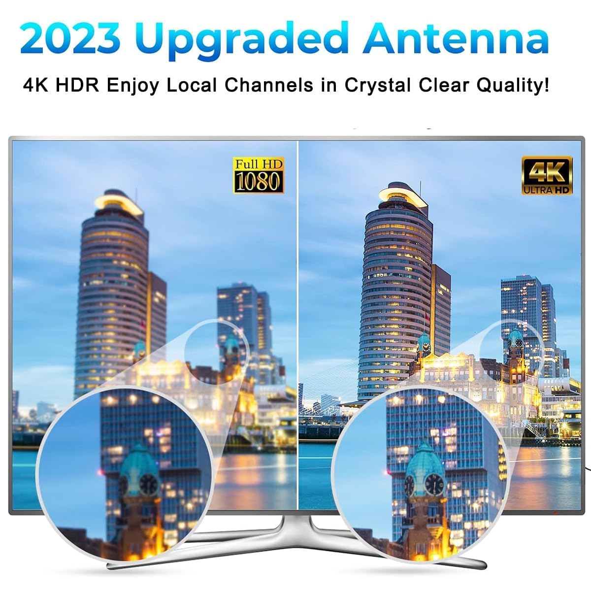 Antenna TV a lungo raggio, supporta la ricezione del segnale Smart TV 4K 1080p con amplificatore di segnale cavo coassiale HDTV da 4,9 m