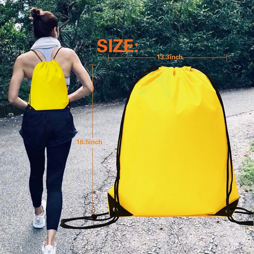 CODOBON 20 Pcs Drawstring Backpack Bulk Draw String Bags Cinch Polyester Bag for Gym Sport, Yellow - Image 5