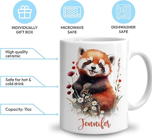 Miniatura 3 de Hyturtle Regalos personalizados para amantes del panda rojo, con texto en inglés Just A Girl Who Loves Red Pandas, taza de café de cerámica con