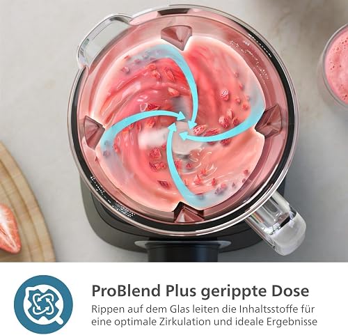Philips Blender mixeur Séries 5000 - Puissance 1000W, Capacité de 2 litres,Technologie ProBlend Plus, Pièces résistantes au lave-vaisselle, Noir (HR3020/20) - 6