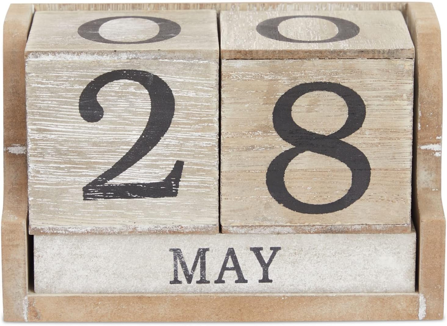 Wooden Perpetual Date Desk Calendar Blocks for Teachers, Farmhouse Office Decor (5 x 4 In)