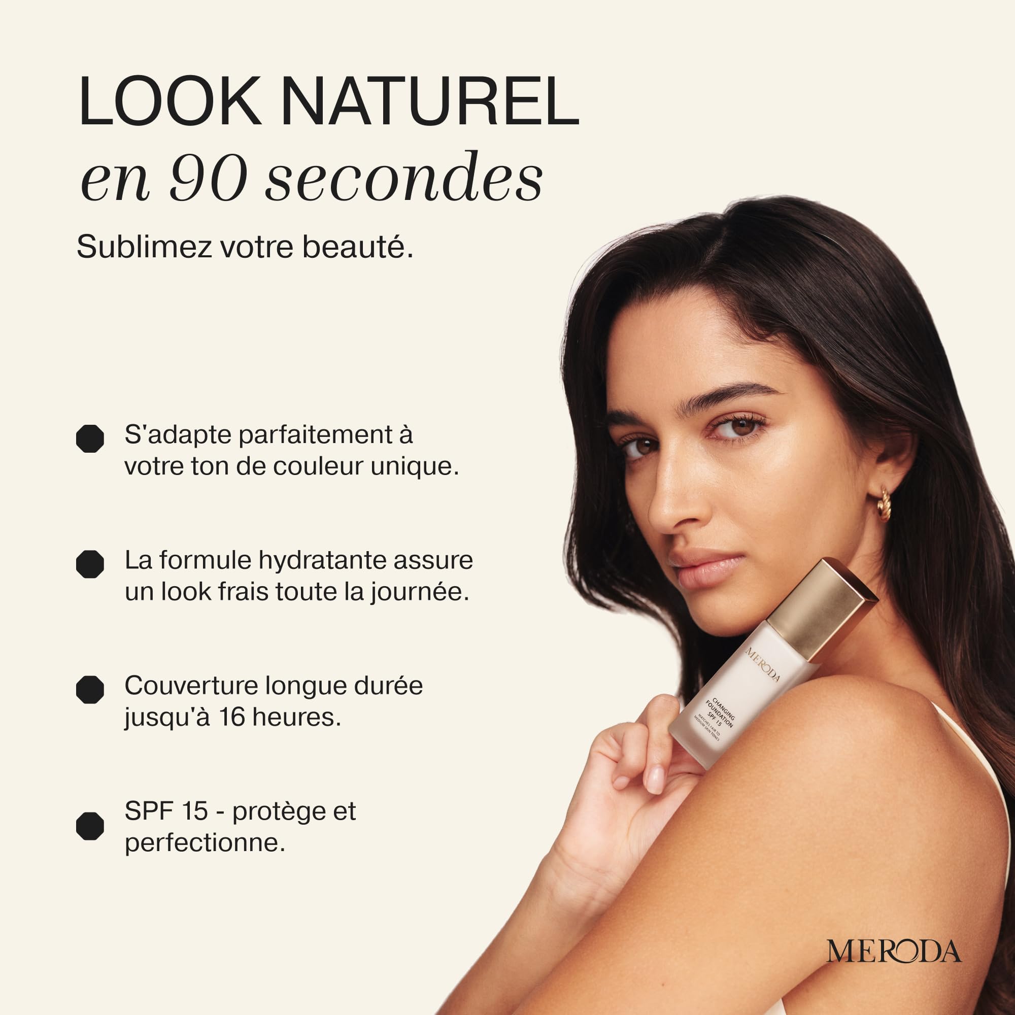 MERODA® Changing Foundation SPF 15 [Peau claire à moyenne] – Ensemble de pinceaux essentiels