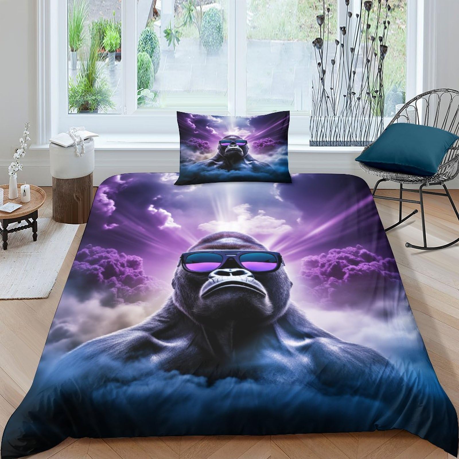 Parure de lit 3 pièces Gorilla en microfibre 135x200 cm pour lit simple
