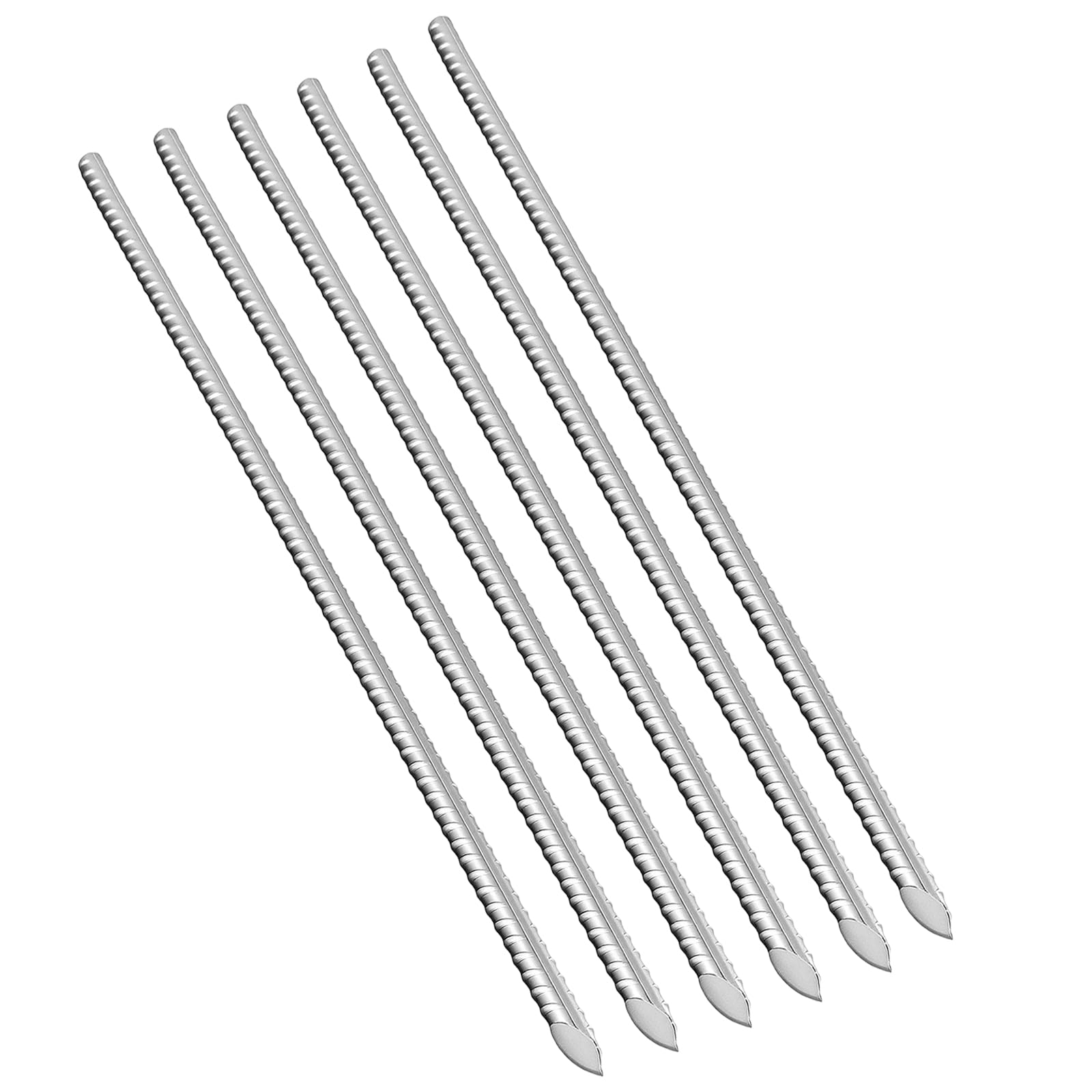 MANCHAP 6 Pcs Rebar Stake, 38cm Steel Rebar Straight for Fence Garden Courtyard, 15 inch